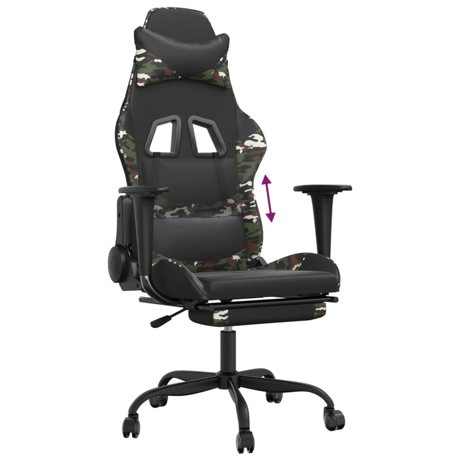 Gamestoel Kunstleer Zwart en camouflage