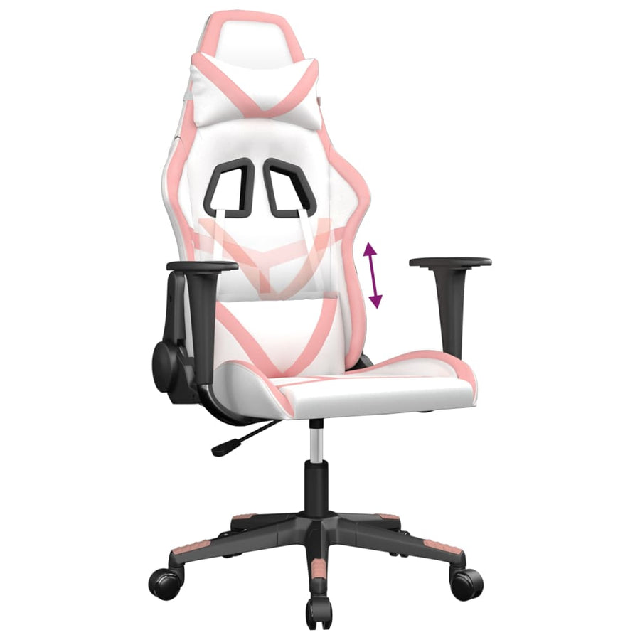 Gamestoel Kunstleer Wit en roze Zonder voetensteun