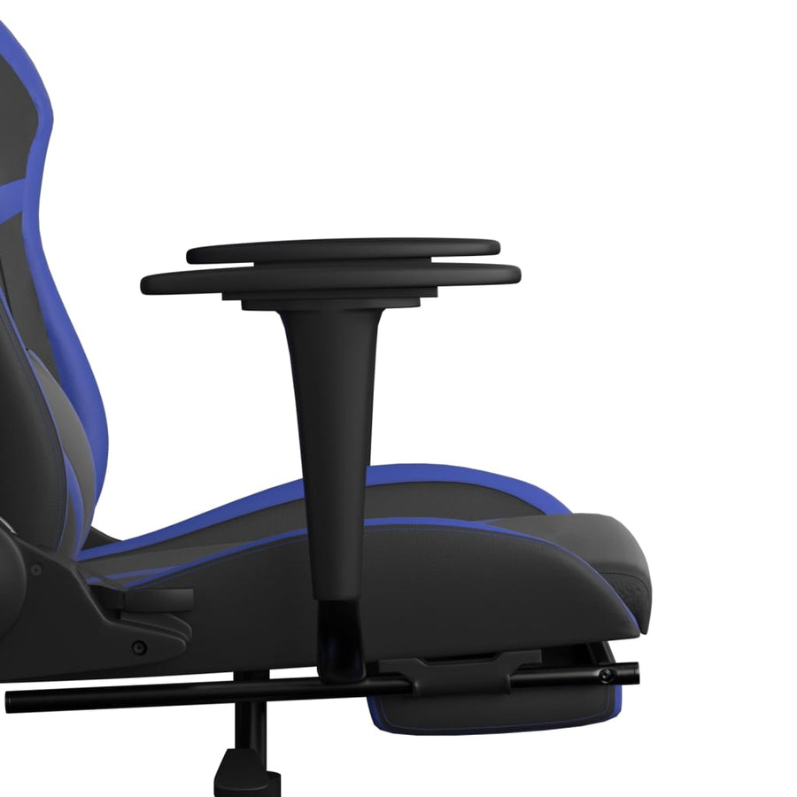 Gamestoel met voetensteun kunstleer zwart en blauw Zwart en blauw Met voetensteun