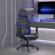 Gamestoel met voetensteun kunstleer zwart blauw
