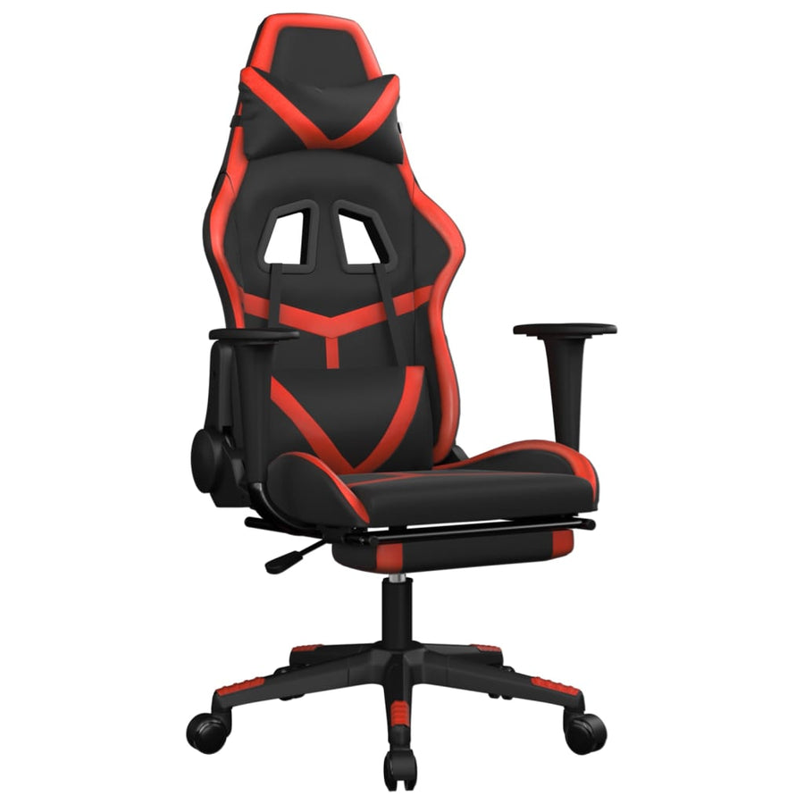 Gamestoel met voetensteun kunstleer zwart en rood Zwart en rood Met voetensteun