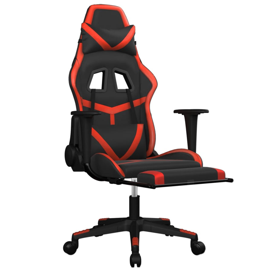 Gamestoel met voetensteun kunstleer zwart en rood Zwart en rood Met voetensteun