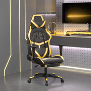 Gamestoel met voetensteun kunstleer zwart goud