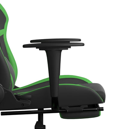 Gamestoel met voetensteun kunstleer zwart en groen Zwart en groen Met voetensteun