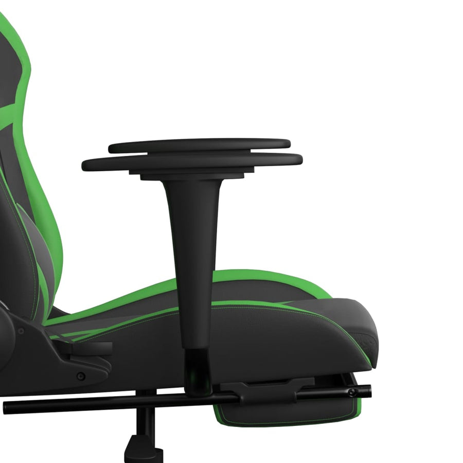 Gamestoel met voetensteun kunstleer zwart en groen Zwart en groen Met voetensteun