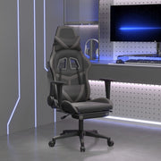 Gamestoel met voetensteun kunstleer zwart grijs