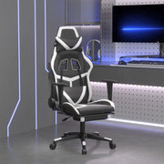 Gamestoel met voetensteun kunstleer zwart wit
