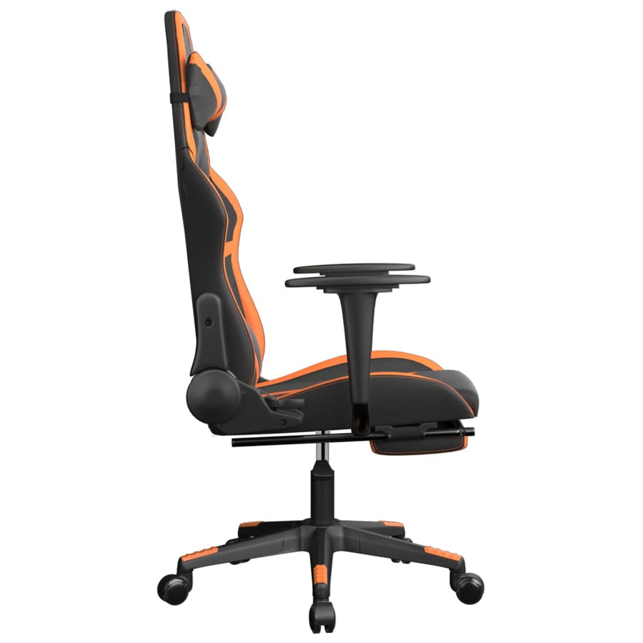 Gamestoel met voetensteun kunstleer zwart en oranje Zwart en oranje Met voetensteun