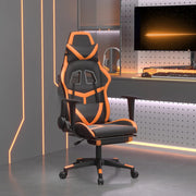 Gamestoel met voetensteun kunstleer zwart oranje