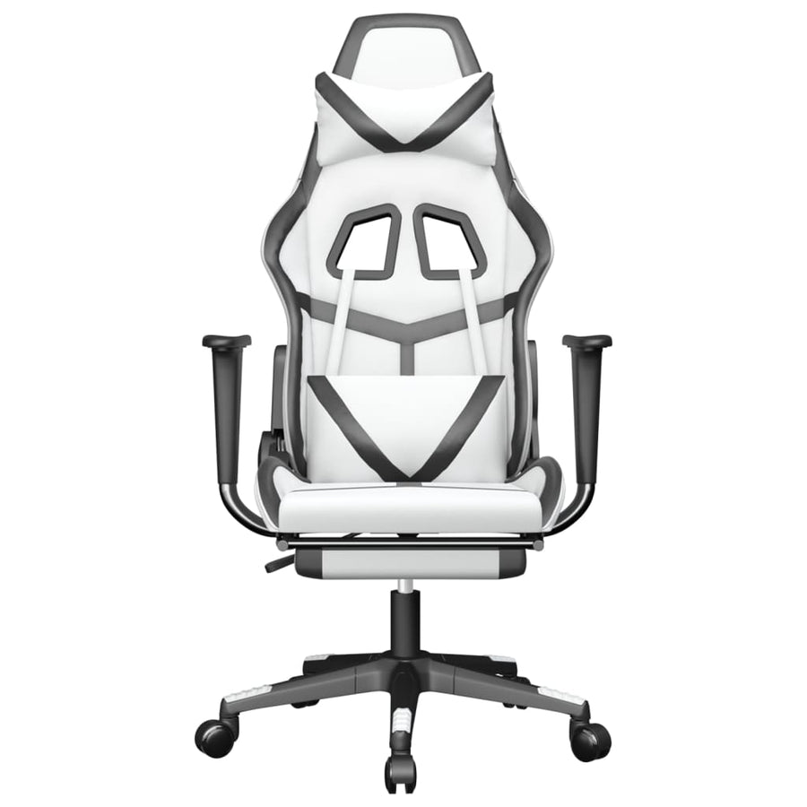 Gamestoel met voetensteun kunstleer wit en zwart Wit en zwart Met voetensteun