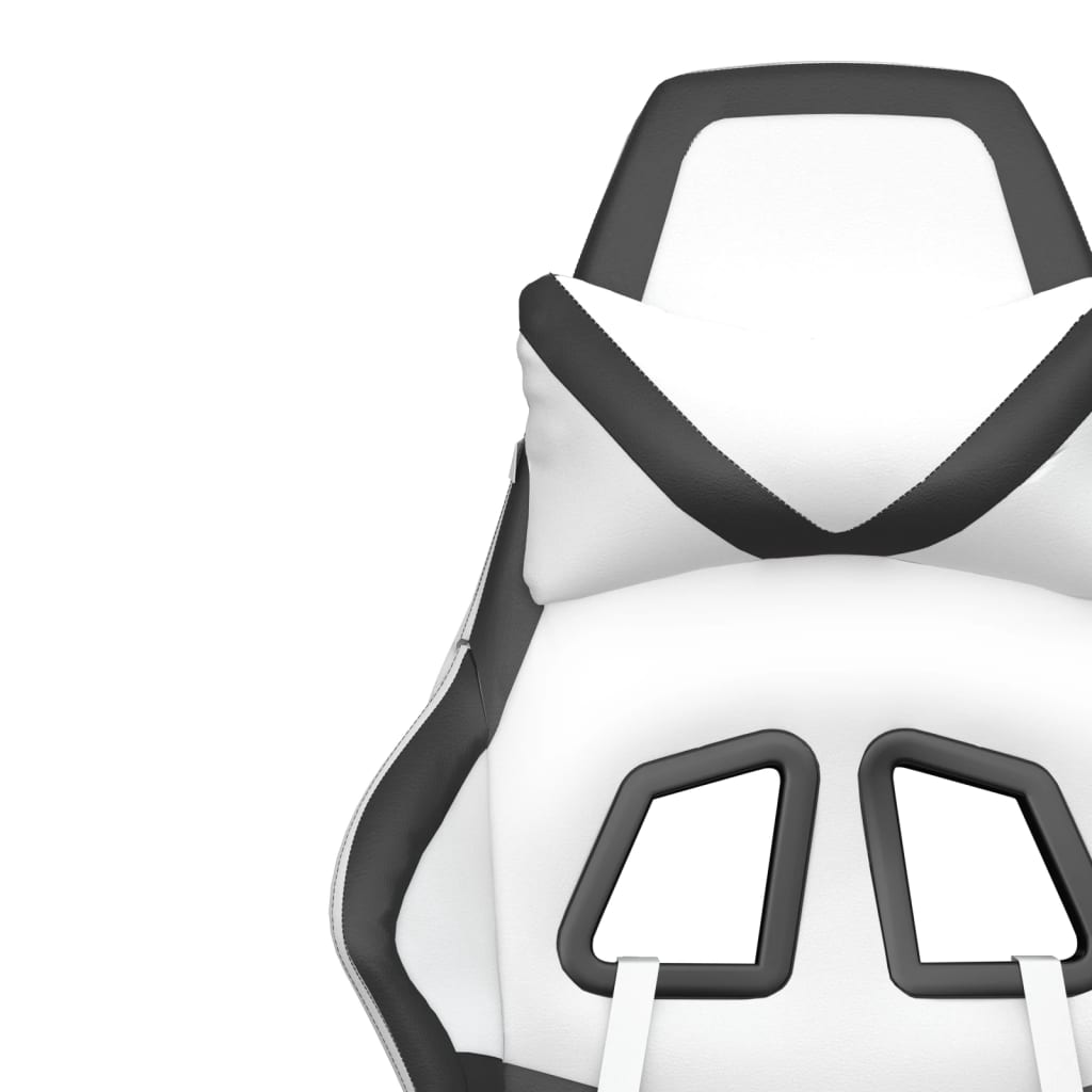 Gamestoel met voetensteun kunstleer wit en zwart Wit en zwart Met voetensteun