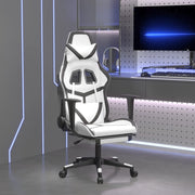 Gamestoel met voetensteun kunstleer wit zwart