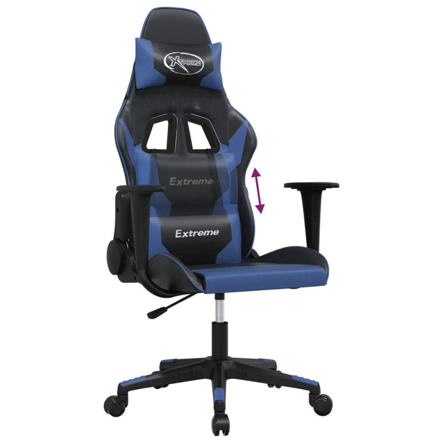 Gamestoel Kunstleer Zwart en blauw Zonder voetensteun