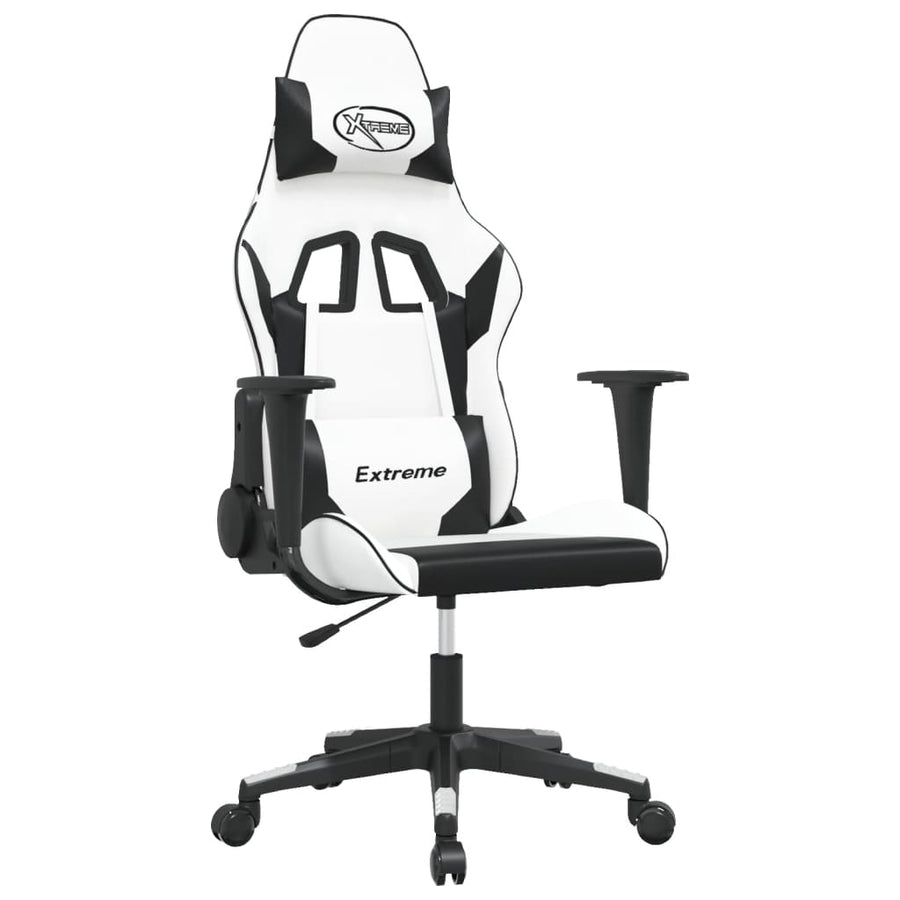 Gamestoel Kunstleer Wit en zwart Zonder voetensteun
