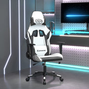 Gamestoel kunstleer wit zwart 67x58x118-128 cm