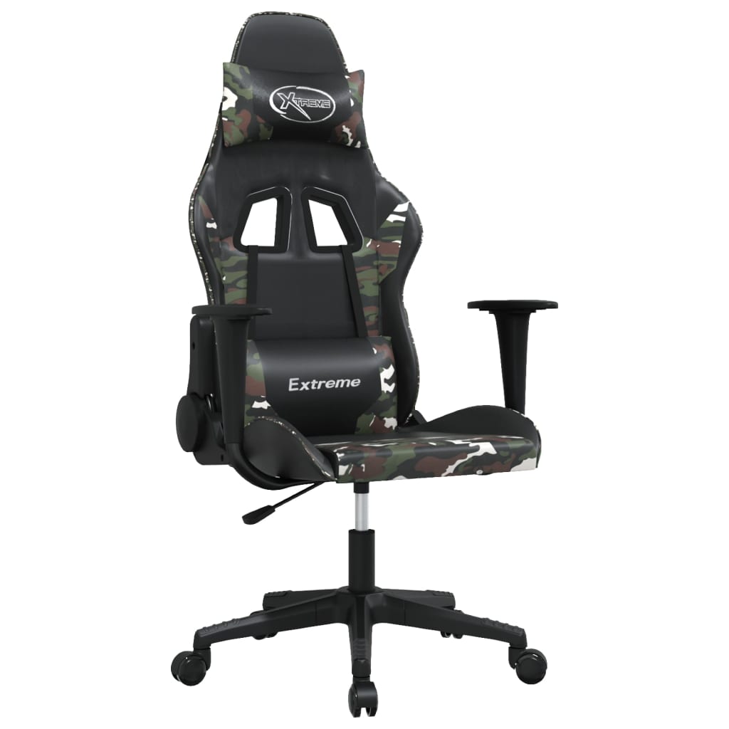Gamestoel Kunstleer Zwart en camouflage Zonder voetensteun