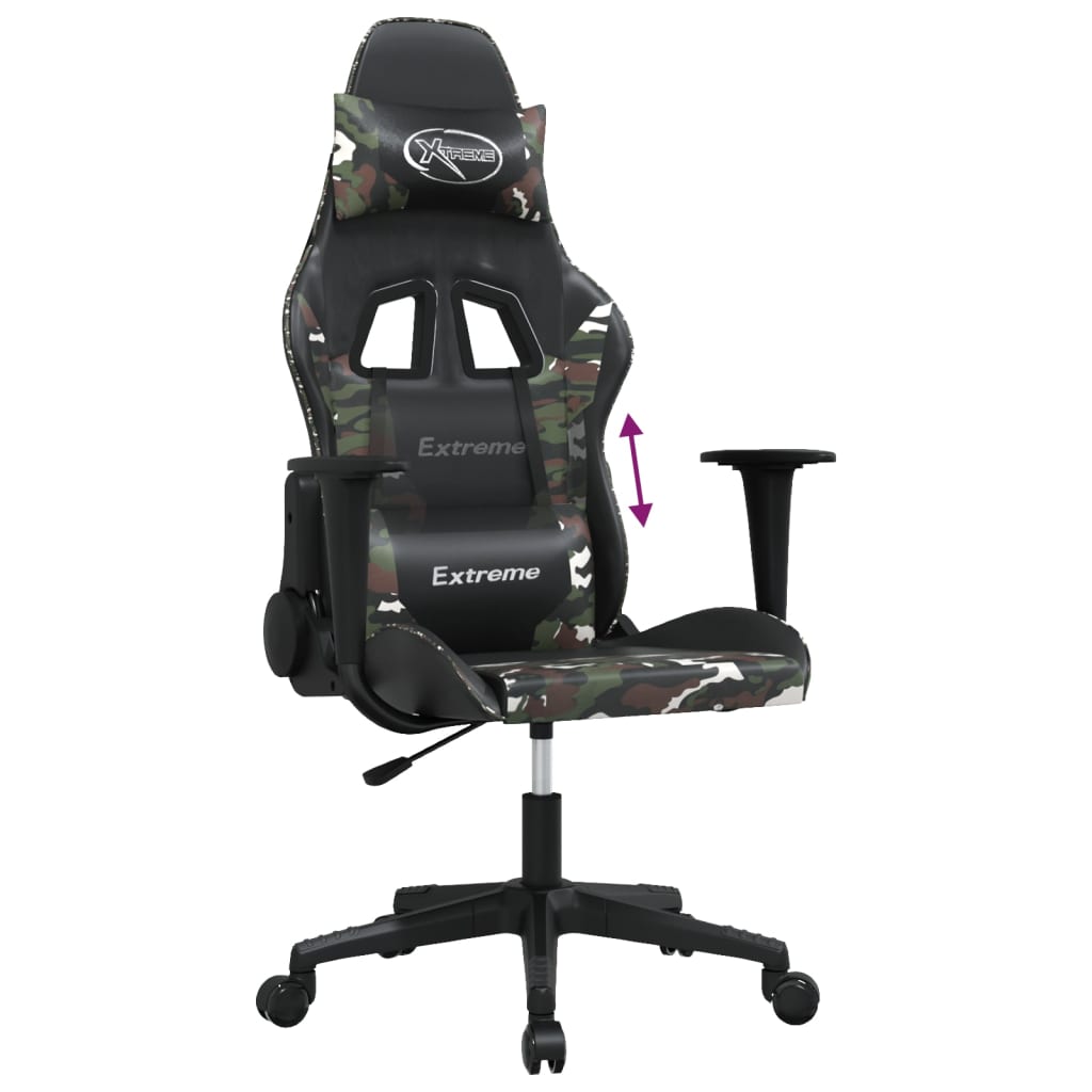Gamestoel Kunstleer Zwart en camouflage Zonder voetensteun