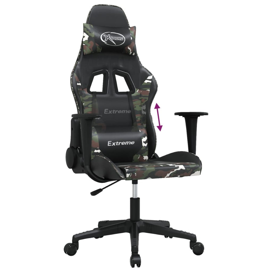 Gamestoel Kunstleer Zwart en camouflage Zonder voetensteun