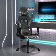 Gamestoel kunstleer zwart camouflage 67x58x118-128 cm