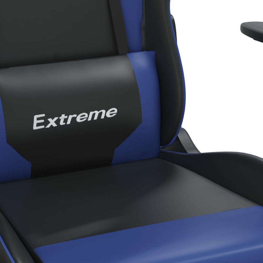 Gamestoel met voetensteun kunstleer zwart en blauw Zwart en blauw Met voetensteun