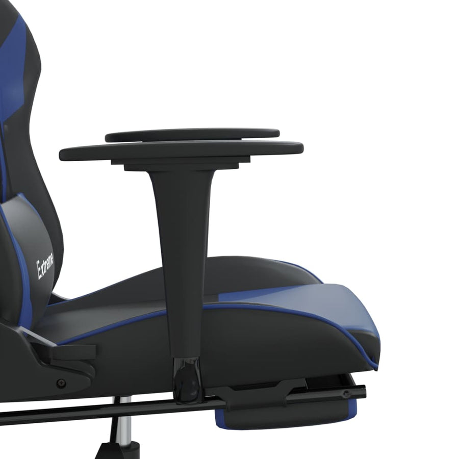 Gamestoel met voetensteun kunstleer zwart en blauw Zwart en blauw Met voetensteun