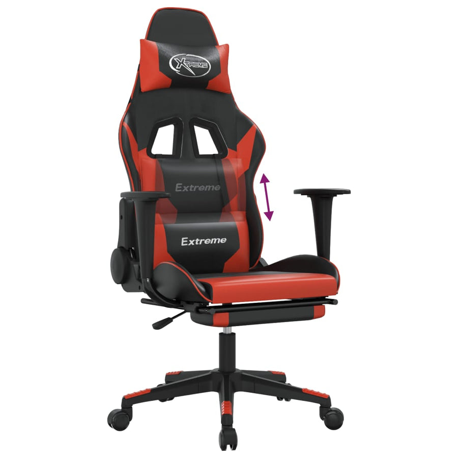 Gamestoel met voetensteun kunstleer zwart en rood Zwart en rood Met voetensteun