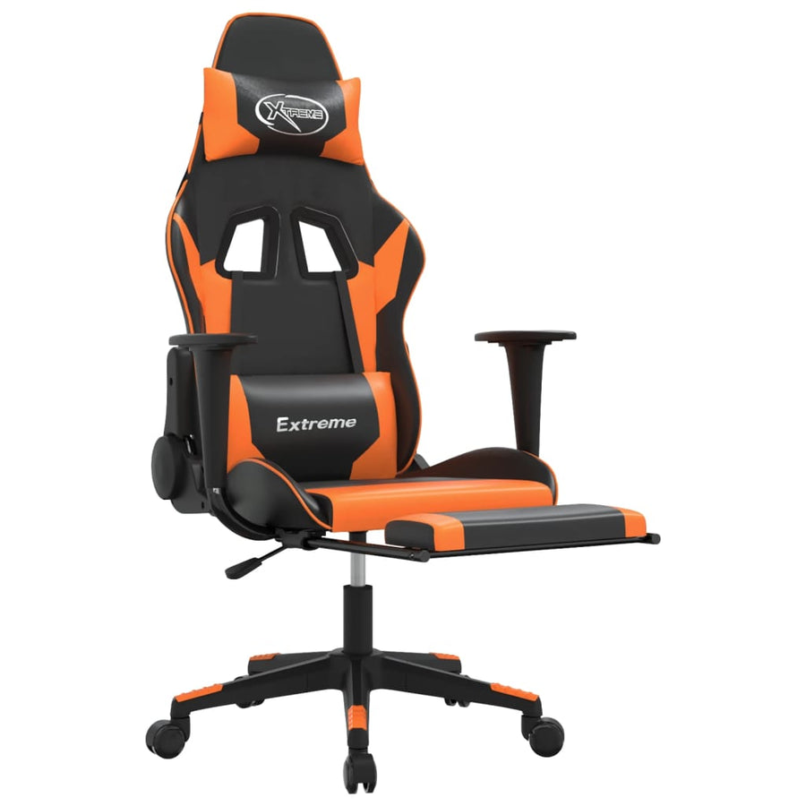 Gamestoel met voetensteun kunstleer zwart en oranje Zwart en oranje Met voetensteun