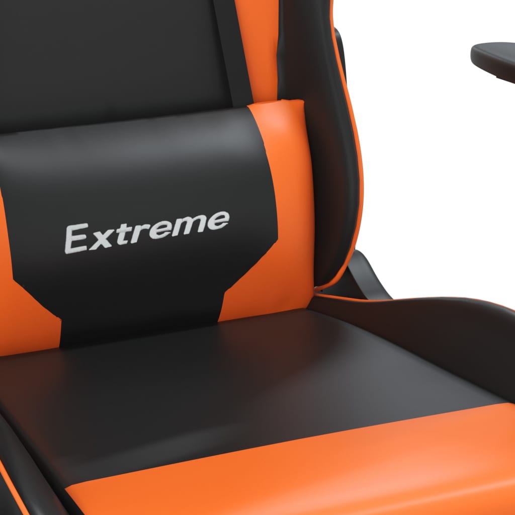 Gamestoel met voetensteun kunstleer zwart en oranje Zwart en oranje Met voetensteun