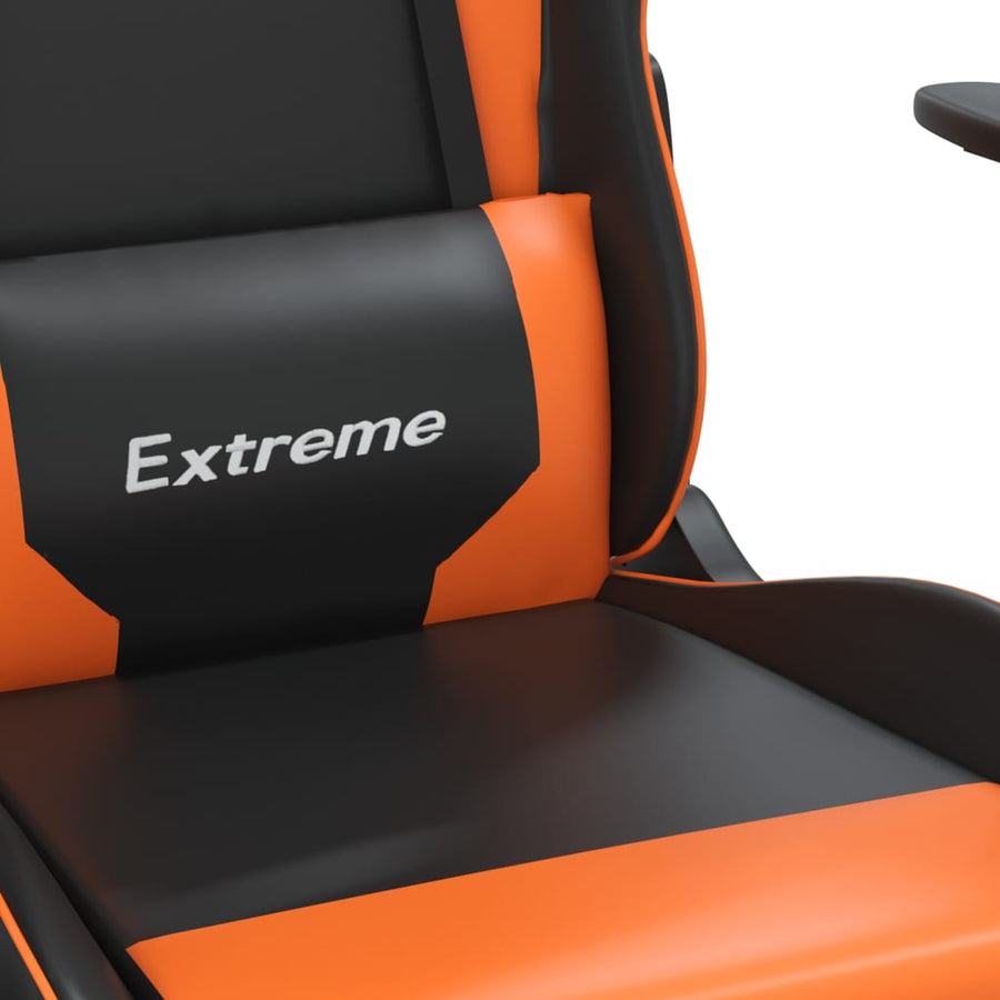 Gamestoel met voetensteun kunstleer zwart en oranje Zwart en oranje Met voetensteun