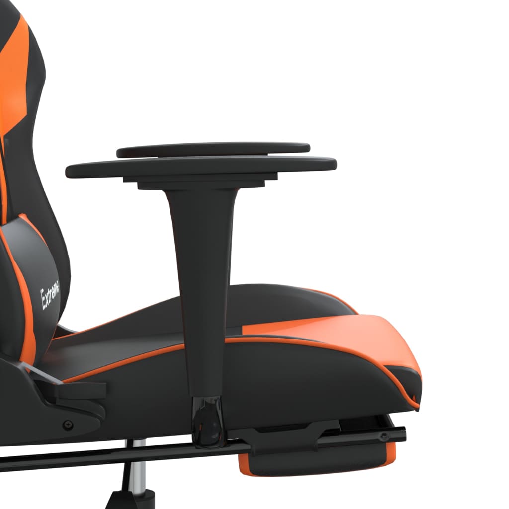 Gamestoel met voetensteun kunstleer zwart en oranje Zwart en oranje Met voetensteun