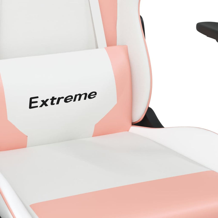 Gamestoel met voetensteun kunstleer wit en roze Wit en roze Met voetensteun