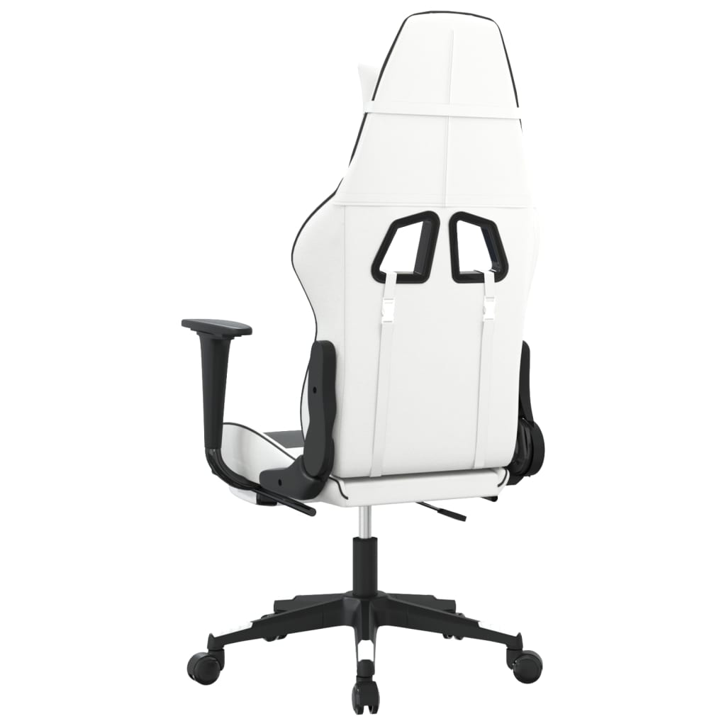 Gamestoel met voetensteun kunstleer wit en zwart Wit en zwart Met voetensteun