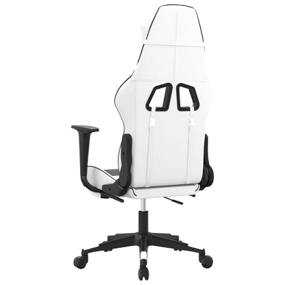 Gamestoel met voetensteun kunstleer wit en zwart Wit en zwart Met voetensteun