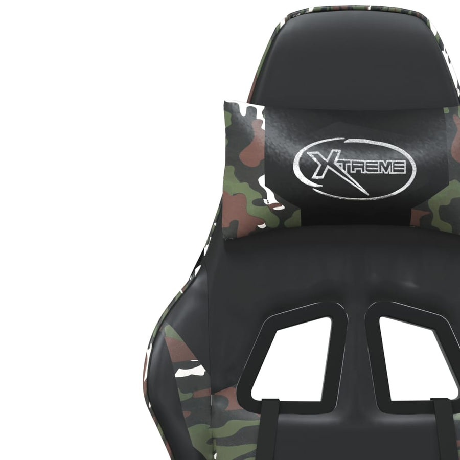Gamestoel met voetensteun kunstleer zwart en camouflage Zwart en camouflage Met voetensteun