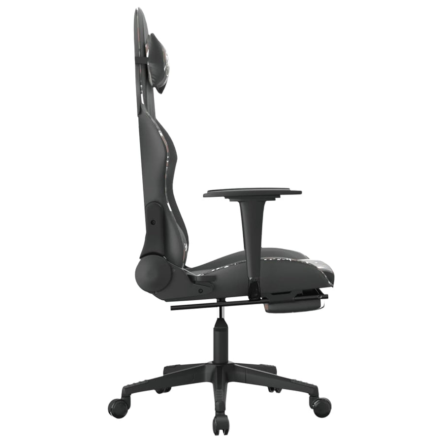 Gamestoel met voetensteun kunstleer zwart en camouflage Zwart en camouflage Met voetensteun