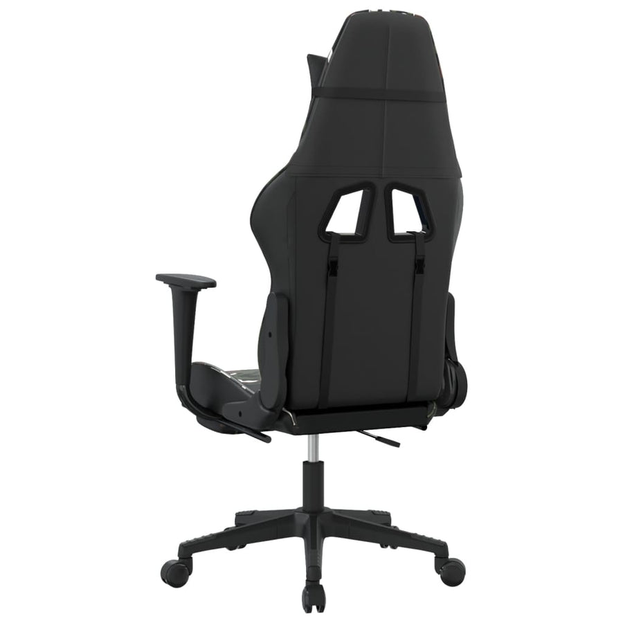 Gamestoel met voetensteun kunstleer zwart en camouflage Zwart en camouflage Met voetensteun