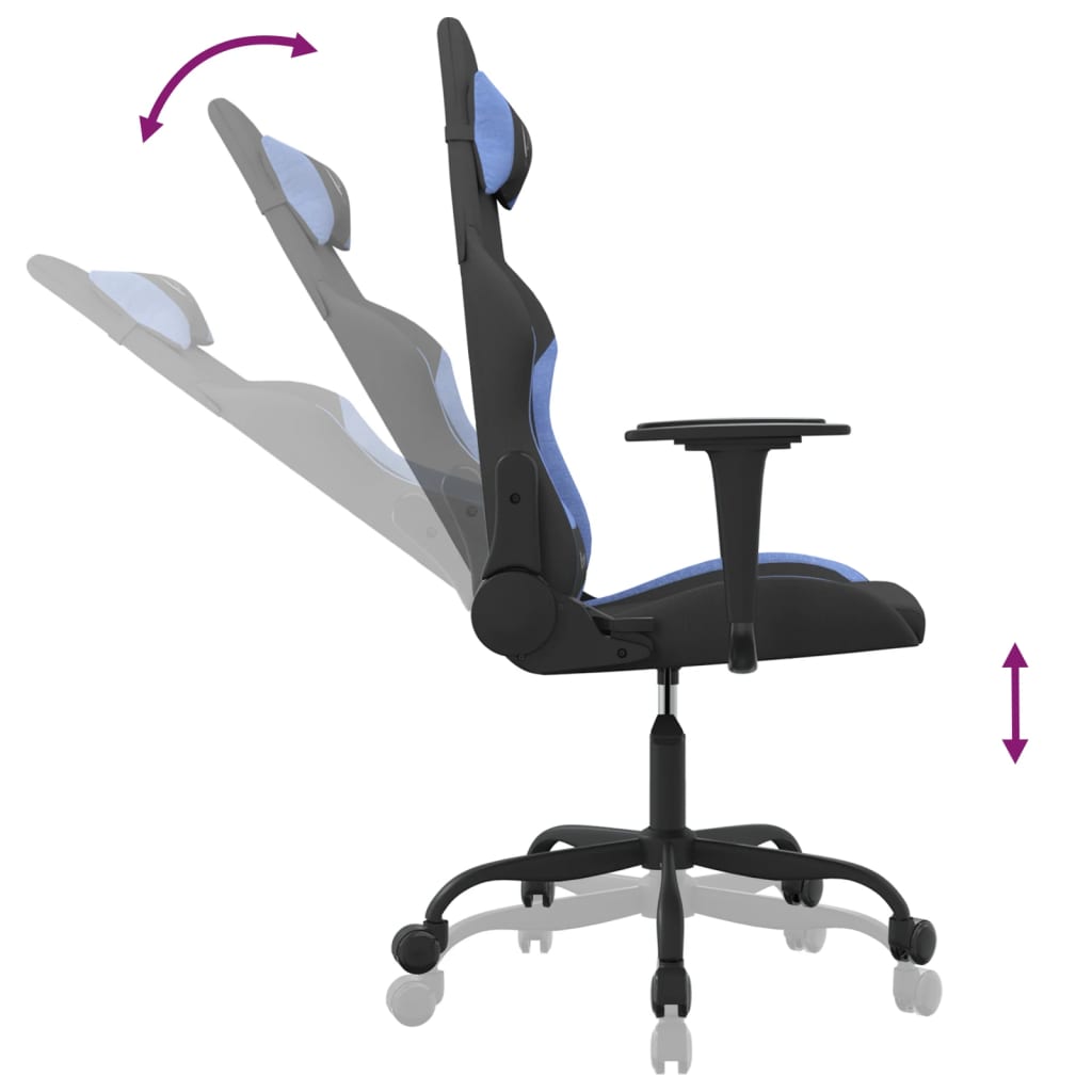 Gamestoel Stof Zwart En Blauw Zonder voetensteun