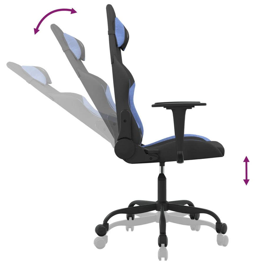 Gamestoel Stof Zwart En Blauw Zonder voetensteun