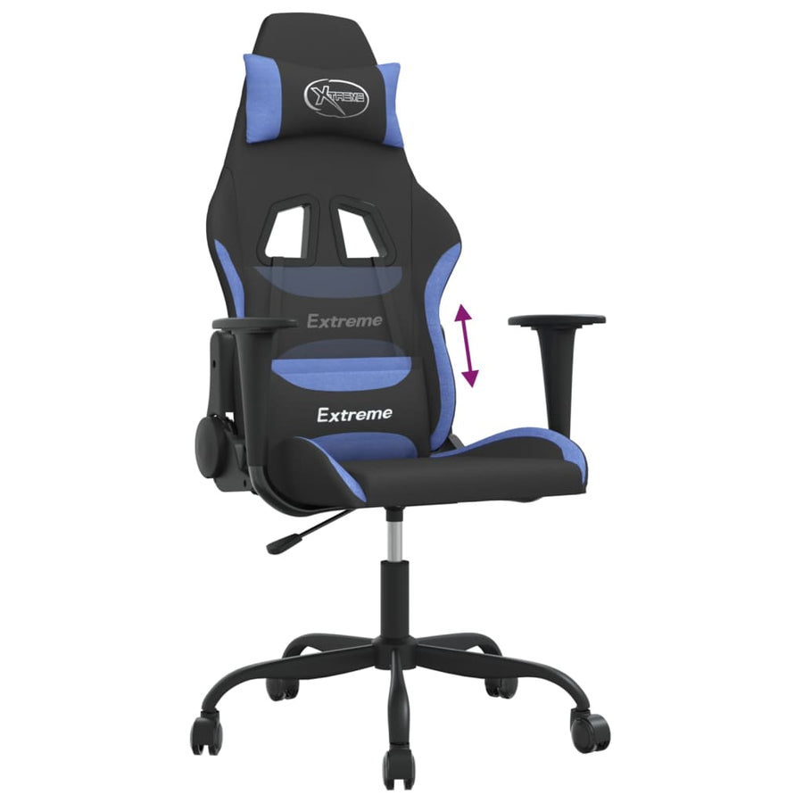 Gamestoel Stof Zwart En Blauw Zonder voetensteun