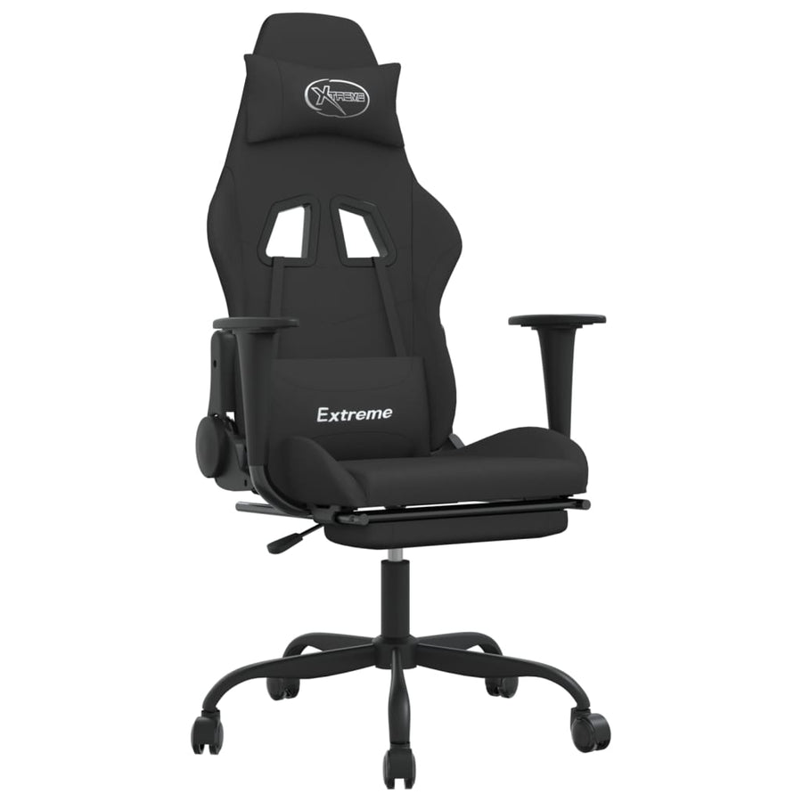 Gamestoel Stof Zwart Met voetensteun