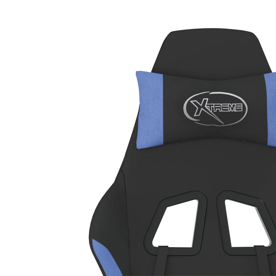 Gamestoel met voetensteun stof zwart en blauw Zwart en blauw Met voetensteun