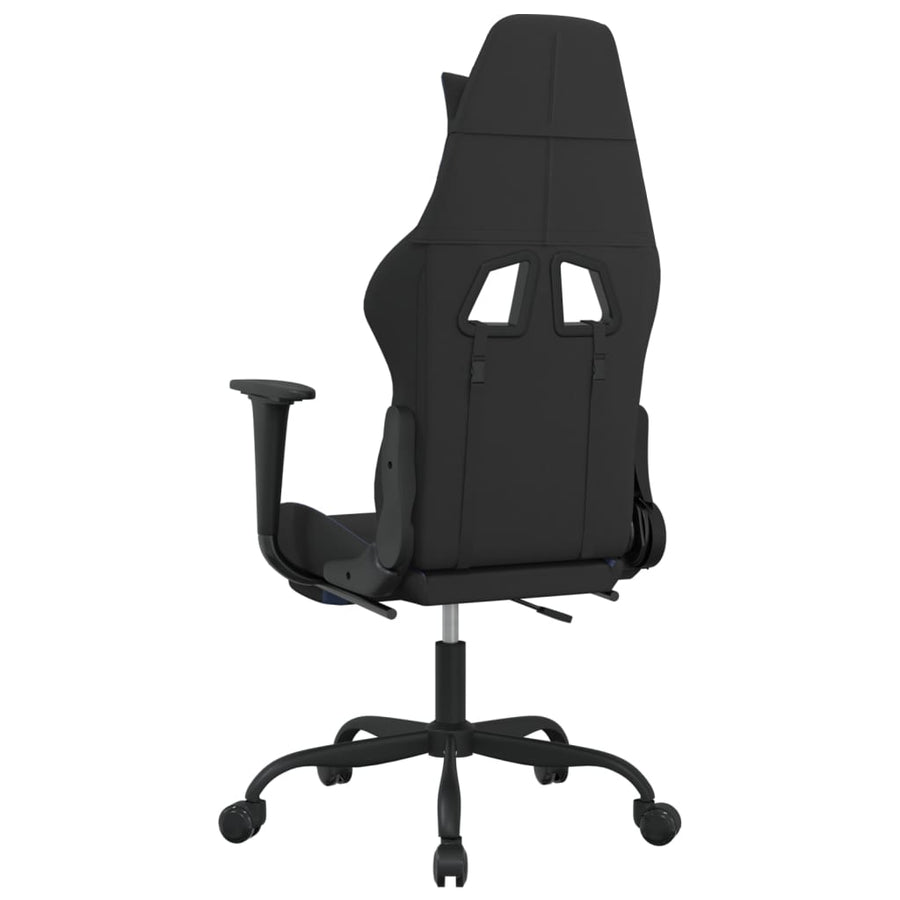 Gamestoel met voetensteun stof zwart en blauw Zwart en blauw Met voetensteun
