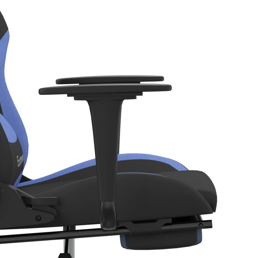 Gamestoel met voetensteun stof zwart en blauw Zwart en blauw Met voetensteun