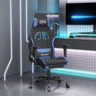 Gamestoel met voetensteun stof zwart blauw 66x58x120-130 cm