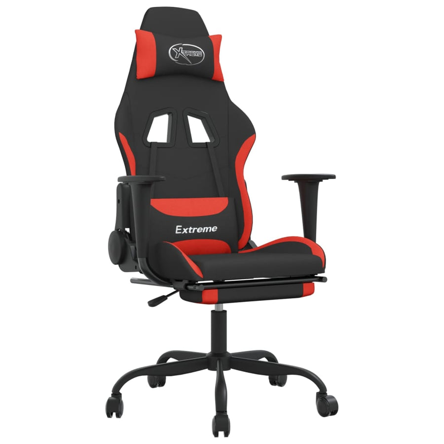 Gamestoel met voetensteun stof zwart en rood Zwart en rood Met voetensteun