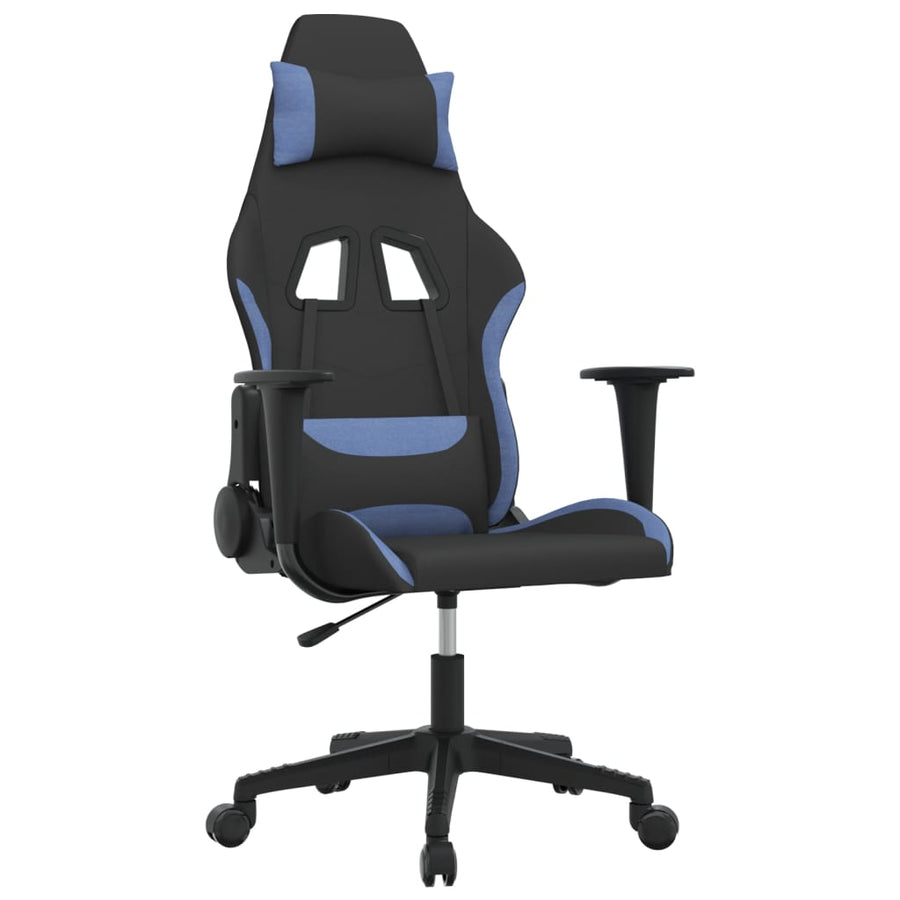 Gamestoel Stof Zwart En Blauw 1 Zonder voetensteun