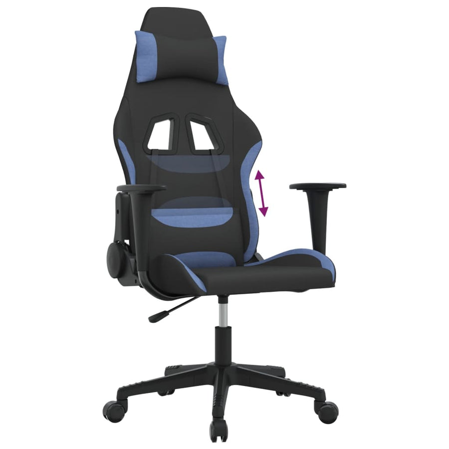 Gamestoel Stof Zwart En Blauw 1 Zonder voetensteun