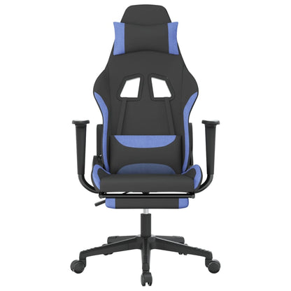Gamestoel met voetensteun stof zwart en blauw Zwart en blauw Met voetensteun
