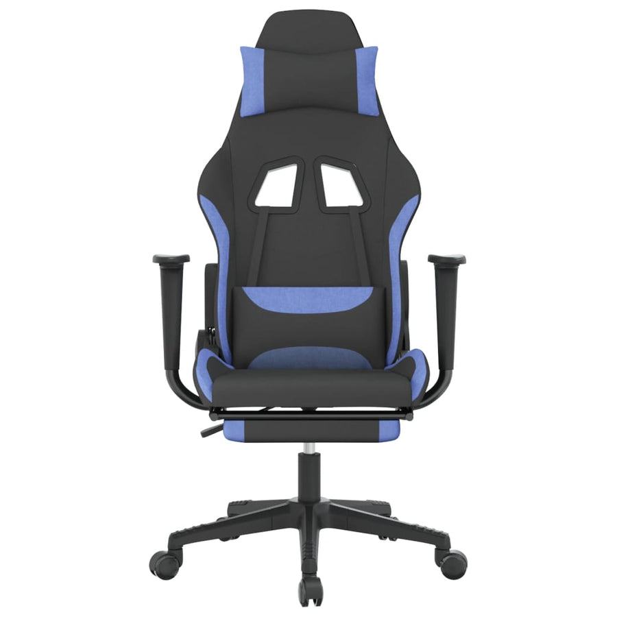 Gamestoel met voetensteun stof zwart en blauw Zwart en blauw Met voetensteun
