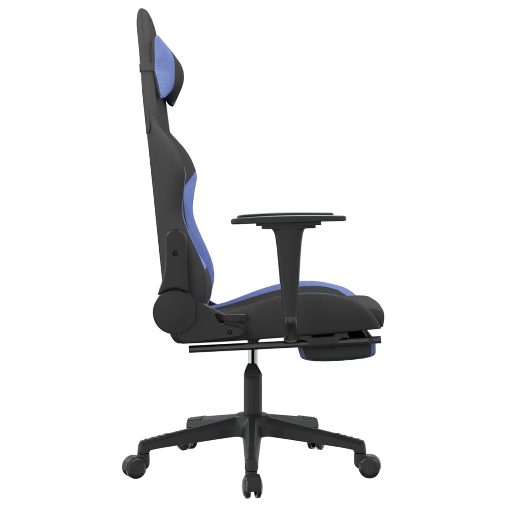 Gamestoel met voetensteun stof zwart en blauw Zwart en blauw Met voetensteun